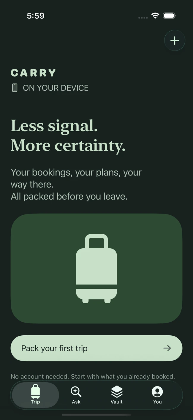 CARRY product interface preview